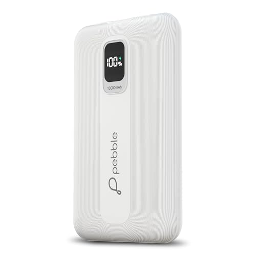 Image of Pebble Rapid Air 22W Fast Charging Power Bank | Compact & Lightweight | Digital Display | Type-C & USB Outputs | 10-Way Circuit Protection - White