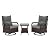 MELLCOM 3 Piece Patio Set, Outdoor Swivel Rocker Patio Chairs with Thick Cushions and Glass Table for Balcony Front Porch Poolside Garden Deck, Grey