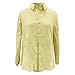 Women's Spring Solid Color Linen V Neck Long Sleeve Casual Shirt T Shirt Tops (Yellow, XXL)