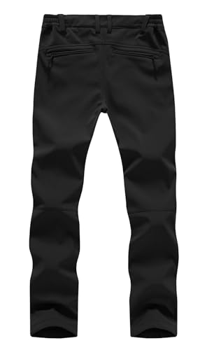 YSENTO Damen Softshellhose Winter Wanderhose Skihose wasserdichte Warm Gefüttert Thermohose Outdoorhose Trekkinghose(Schwarz,L)