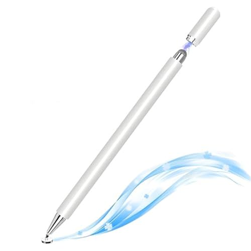 Image of ARVOX 2 Way Universal Stylus Pen for Smartphone /Tablet /iPad /Pro /Air /iPhone /iOS /Android /All Touch Screens Devices| Fine Point Disc Tip, Lightweight Aluminum Body Cap Drawing Writing (White)