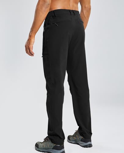 Haimont Wanderhose Outdoor Hosen für Herren 4-Wege-Stretch Cargohose mit 6 Reißverschlusstasche, Schwarz, XXL
