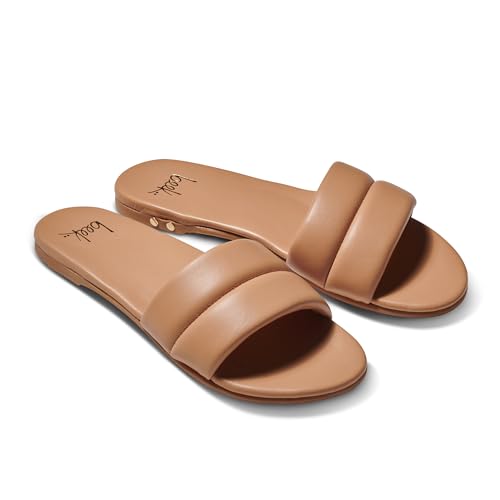 BEEK Sugarbird Leather Slide Sandal for Women, Slip-On Design, Features Leather-Wrapped Memory Foam Upper & Sole with Molded Arch