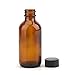 Bekith 30 Pack 2 oz Boston Round Glass Bottle with Black Caps, Amber