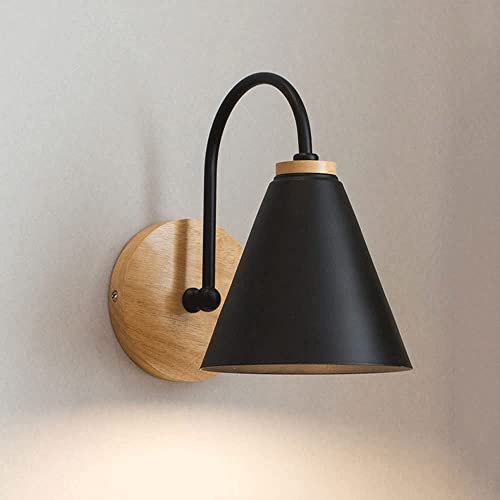 JISHUBO Lámpara de pared de metal de estilo japonés, lámpara de pared de un solo cabezal E27, aplique de pared con pantalla de hierro forjado creativo, farol de pared para dormitorio, comedor, accesor