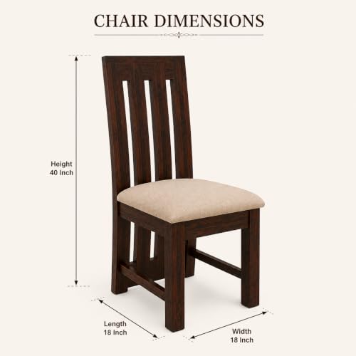 Image of Sheesham Wood 4 Seater Dining Table Set for Living Room Solid Wood Dining Table Set with 4 Chairs, Dining Room Furniture Walnut Finish