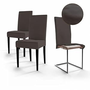 Staboos Stuhlhussen 2er Set – Elastische Stuhlbezüge für Schwingstühle & Esszimmer – Stretch Stuhlhusse aus Öko-Tex zertifiziertem Stoff – Passender Chair Cover für Feste & Zuhause (Dunkelgrau)