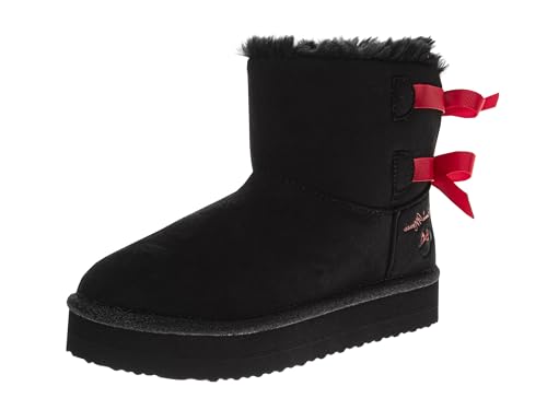 Disney Minnie Mouse Slip-on Snow Boots for Girls - Fuzzy Winter Faux Fur Shoes for Girls Size Little Kids to Big Kids