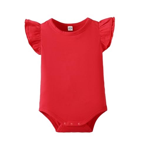Image of LYSMuch Toddler Baby Girls T Shirt Ruffle Sleeveless Kids Cotton Tshirt Solid Color Blouse