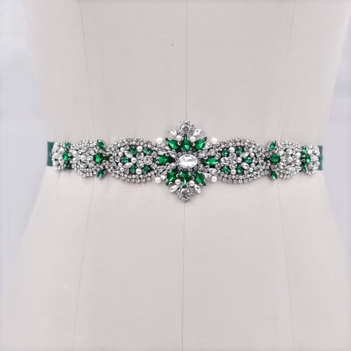 Women Wedding Rhinestones Bridal Dress Belt Stone Hand Appliqued Party Ribbon Belts4