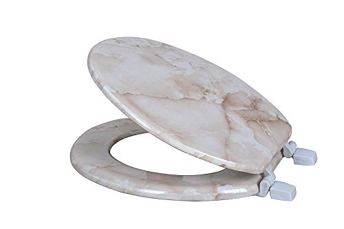 J&V Textiles Round Toilet Seat With Easy Clean & Change Hinge (Beige)