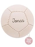 wunderwunsch personalisierter Fußball Kunstleder und Echtleder in groß und klein 8cm, 10cm, 20cm in braun beige als Geschenk Jungen, Outdoor Football, Fussball Kicker (8cm Echtleder)