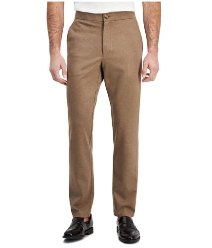 Alfani Men's Modern Fit Heathered Knit Suit Dress Pants Soft Mulch Brown 33 x 30