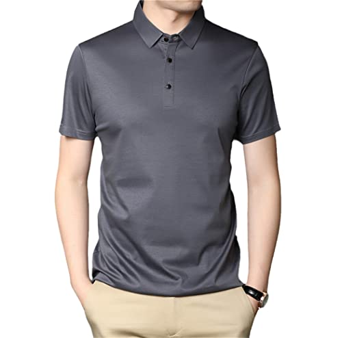 Polo d'été classique manches courtes coton homme gris L respirant