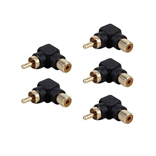 Alnicov 5PCS RCA Male to RCA Female 90 Degree Right Angle Plug Adapters for Cable Lead