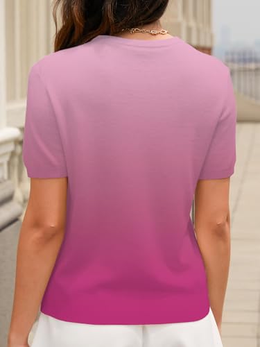 Image of DAIMIDY Women's Short Sleeve Sweaters Lightweight Summer Sweater Casual Knit Pullover Tops
