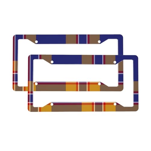 Clan Mccann Tartan 2 Pack Stainless Steel License Plate Frame - No Drill Installation, Universal Fit 12.3"X6.3" for Cars/Trucks/Suvs​