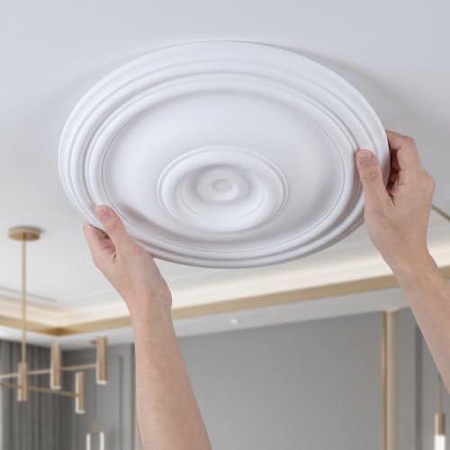 Rosetón de techo para lámparas ventiladores redondo PU blanco resistente grietas 8