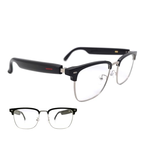 ToPanda Smart Audio Glasses (3rd Gen), TWS Open Ear Speakers with Bluetooth 5.0 Connectivity for Gaming Meeting (Black/Silver-Blue Light)