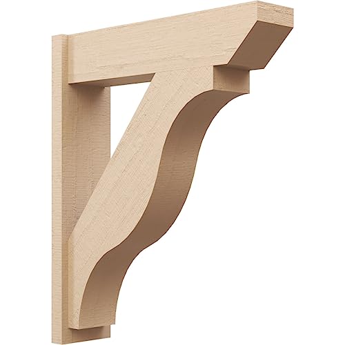 Ekena Millwork 8"W x 32"D x 38"H Funston Slat Rough Cedar Woodgrain TimberThane Outlooker, Primed Tan