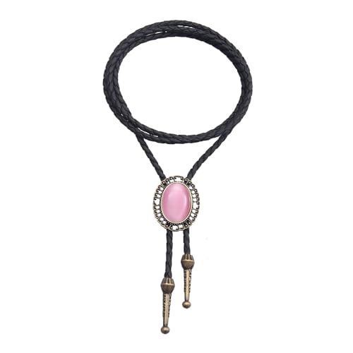 Image of AZORA Western Cowboy Bolo Tie Men Leather Necktie Leather Cord Turquoise Stone Bolo Ties for Men Women