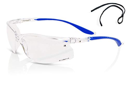 Beeswift Clear Lens Safety Spectacles with UV Filter and Spec Cord Protective Eyewear Glasses– Clear – 1 Pair