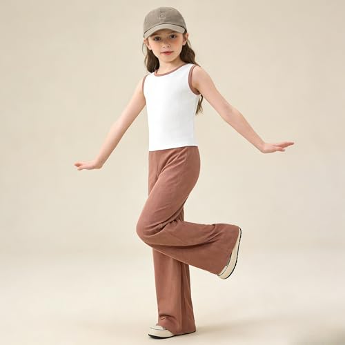 Image of Girl Clothes Solid Color Tank Top Casual Sweatpants 5-10Y Girls' Summer Outfit Set