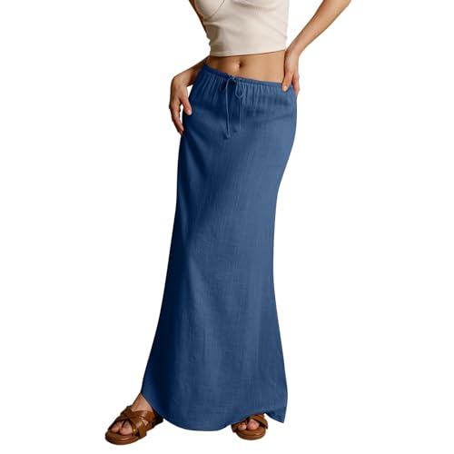 Kvor Linen Maxi Skirt – Boho Beach Skirt With Drawstring Waist, Lightweight & Flowy - View #5