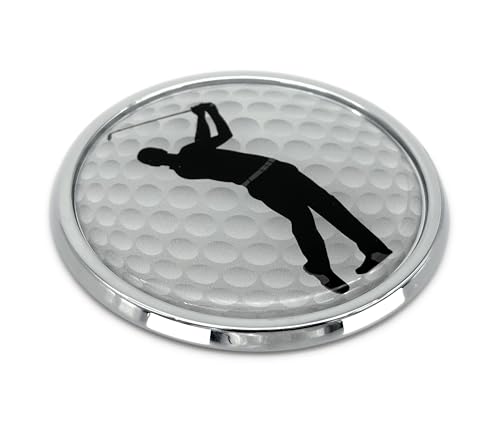 Image of Elektroplate Golfer Swing All Metal Automotive Emblem | SUV and Truck Size at 3.5 inch | Weatherproof