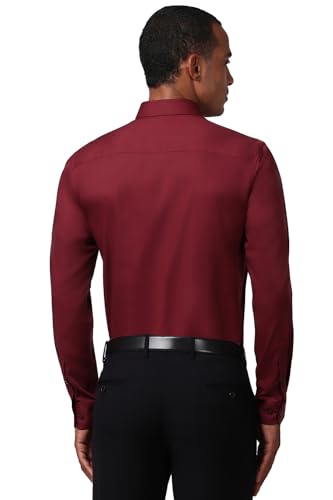 Image of Peter England Men Polycotton Slim Fit Full Sleeve Stretchable Solid Formal Shirt | Lycra Comfort