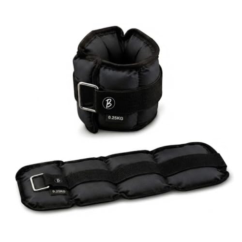 Image of Btag Solid Neoprene Ankle & Wrist Weights (0.25 kg x 2 Pcs) | Adjustable Strap | Unisex Leg & Arm Weight Cuffs for Gym, Workout & Training (Balck)