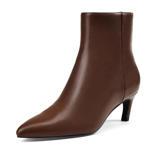 GENSHUO Women's Pointed Toe Ankle Boots 2.36 Inch Low Kitten