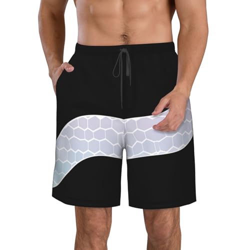 Scale Stripe Men's Beach Pants-Quick-Dry & Comfortable Mens Beach Shorts for Men, Perfect for Surfing and Everyday Wear White