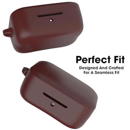 Image of Sounce Earphone Case Cover for Boat Airdopes 800 TWS Soft Silicone Skin Case Cover Shock Absorbing Protective Case with Keychain [Front LED Visible] - Maroon