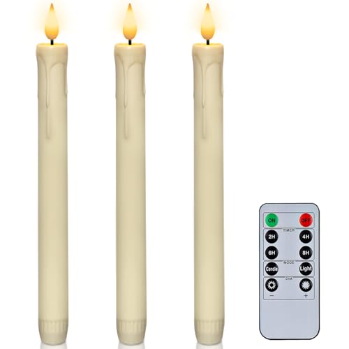 AMAGIC 3 Stück led stabkerzen, Flammenlose Tafelkerzenmit...