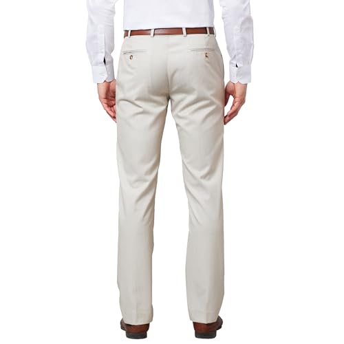 Image of Park Avenue Men's Mid Rise Polyviscose Blend Stripe Pattern Smart Fit Flat Front Formal Trouser