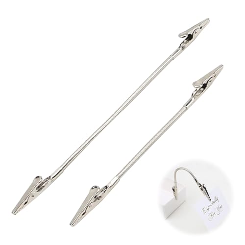 PAVIKE メタルワイヤー写真メモ 2本入 メモクリップ クランプ,メモ用 ワニ口 フォトホルダー,メモ用ワニ口,ダブルヘッド ワニ口クリップ 蚊取り線香スタンド 写真用 金属 オフィス ディ DIY 工芸用 (18cm/23cm)