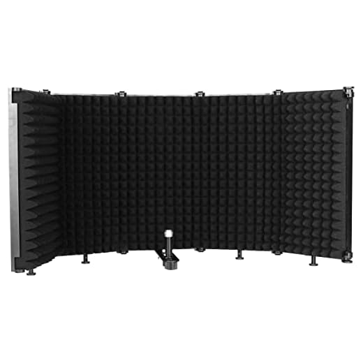Depusheng W89 Escudo de Aislamiento de micrófono Plegable Grabación en Estudio Transmisión en Vivo Filtro antipop con 5 Paneles de Alta Densidad Ajustable Negro