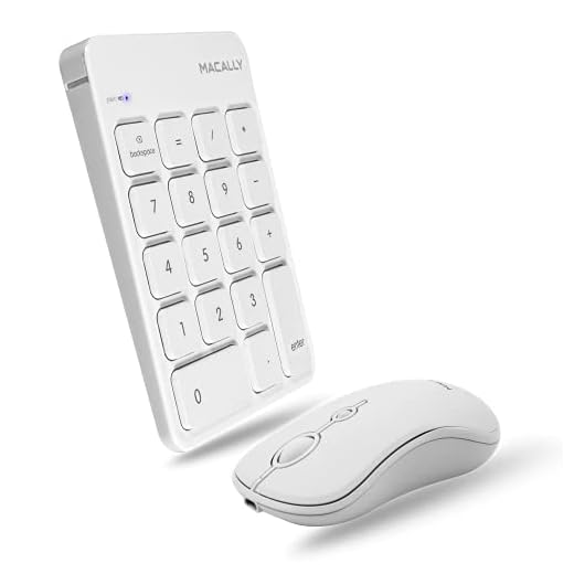 Macally Rechargeable Bluetooth Number Pad and Mouse Combo - Workflow Improving Add-ons - 10 Key Wireless Number Pad for Laptop with Quiet Slim Keys - Wireless Bluetooth Mouse with DPI 800/1200/1600