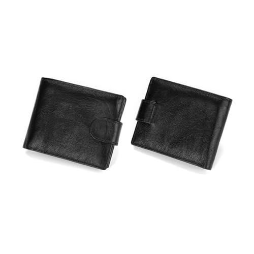 Genuine Leather Wallets for Men RFID Blocking Bifold Wallet Small Soft Large Capacity ID Window Card Case with Zip Coin Pocket(black)3