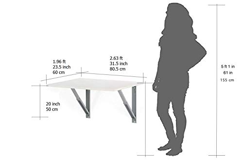 Image of Compal Folding Wall Mounted Study Table, Office Table, Laptop, Folding Utility for Home Office Portable & Space-Saving Floating Desk 23.5X31.5 Inch Wall Mount Table White
