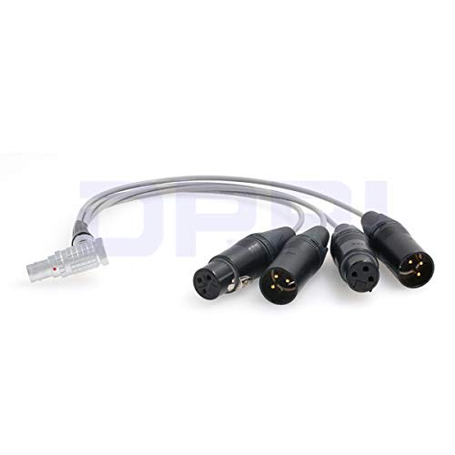 DRRI Right Angle 10pin to 3pin XLR Breakout Audio Cable for Atomos Shogun (W 10pin-4XLR)