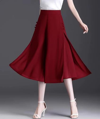 Femiserah Women's High Waist Chiffon Cropped Wide Leg Pants Summer Casual Side Slit Palazzo Pants Midi2