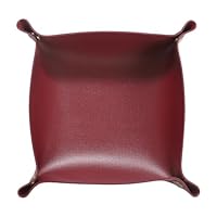 sourcing map PU Leather Valet Tray Unisex Folding Small Catchall Tray Portable Entryway Table Tray Nightstand Bedside Desk Tray for Key Wallets Watch Coin Jewelry Dice