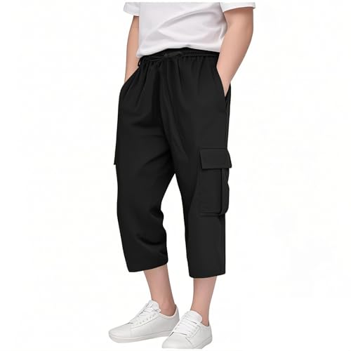 Cargo Shorts for Boys Capri Pants 3/4 Joggers School Uniform Athletic Khaki Shorts Quick Dry Cargo Pants Sweatpants
