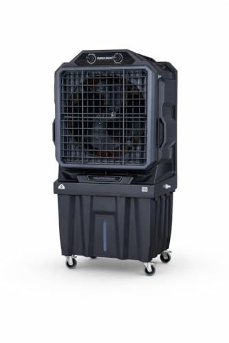 Image of ROCKSUN Hummer Desert Air Cooler | 140L Water Tank | 21+ Inch Fan | 4800 m /h Powerful Air Flow 1100ft | 2 Honeycomb Cooling Pads | Auto Swing | 350W Motor | Heavy Duty Portable Cooler (Black)