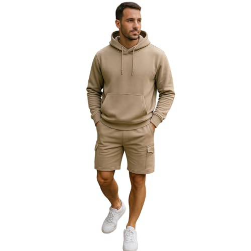 Urban Road Men’s Tracksuit Set – Casual Pullover Hoodie & Cargo Shorts Co-ord Set | Sports Gym Everyday Comfort Top & Bottom