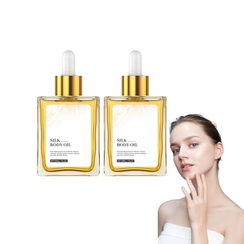 Aceite corporal de seda para mujer - perfume de aceite corporal sedoso, suero hidratante para ducha y baño para mujer, Piel grasa de seda ligero, crema hidratante con aroma de lujo (2 Cajas)