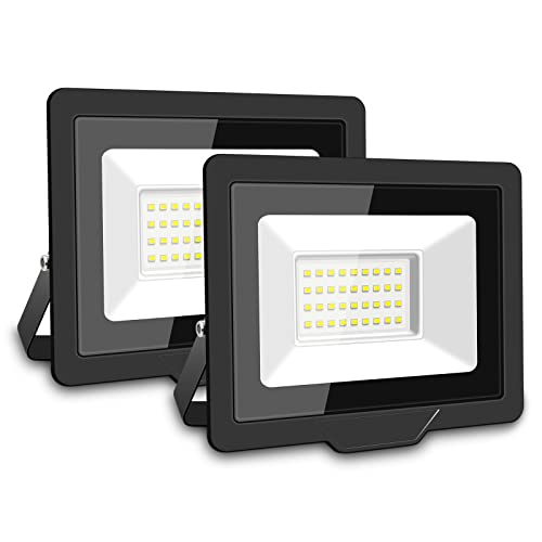 SKYWORLD 2 Pcs 30W Outdoor LED Flood Lights, 3000LM LED Security Lights, IP66 Waterproof