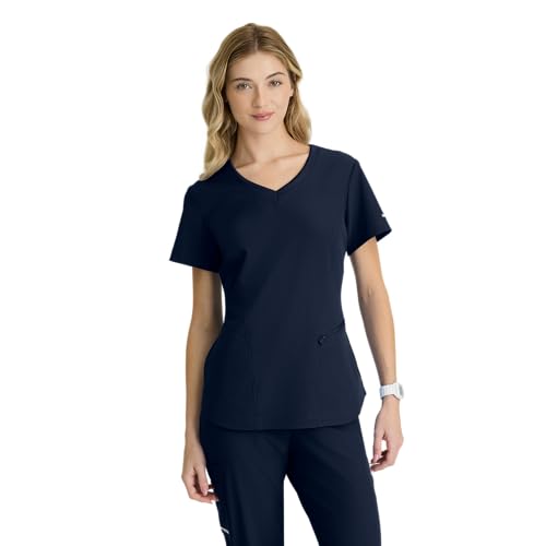 Skechers by Barco Vitality Electra Classic Fit Scrub Top for Women – Navy, 3-Pocket Classic V-Neck Top w/ 4-Way Stretch – Moisture Wicking, Quick-Shed, Anti-Static – 2XL, Regular Fit by BARCO - Used condition - US$20.14